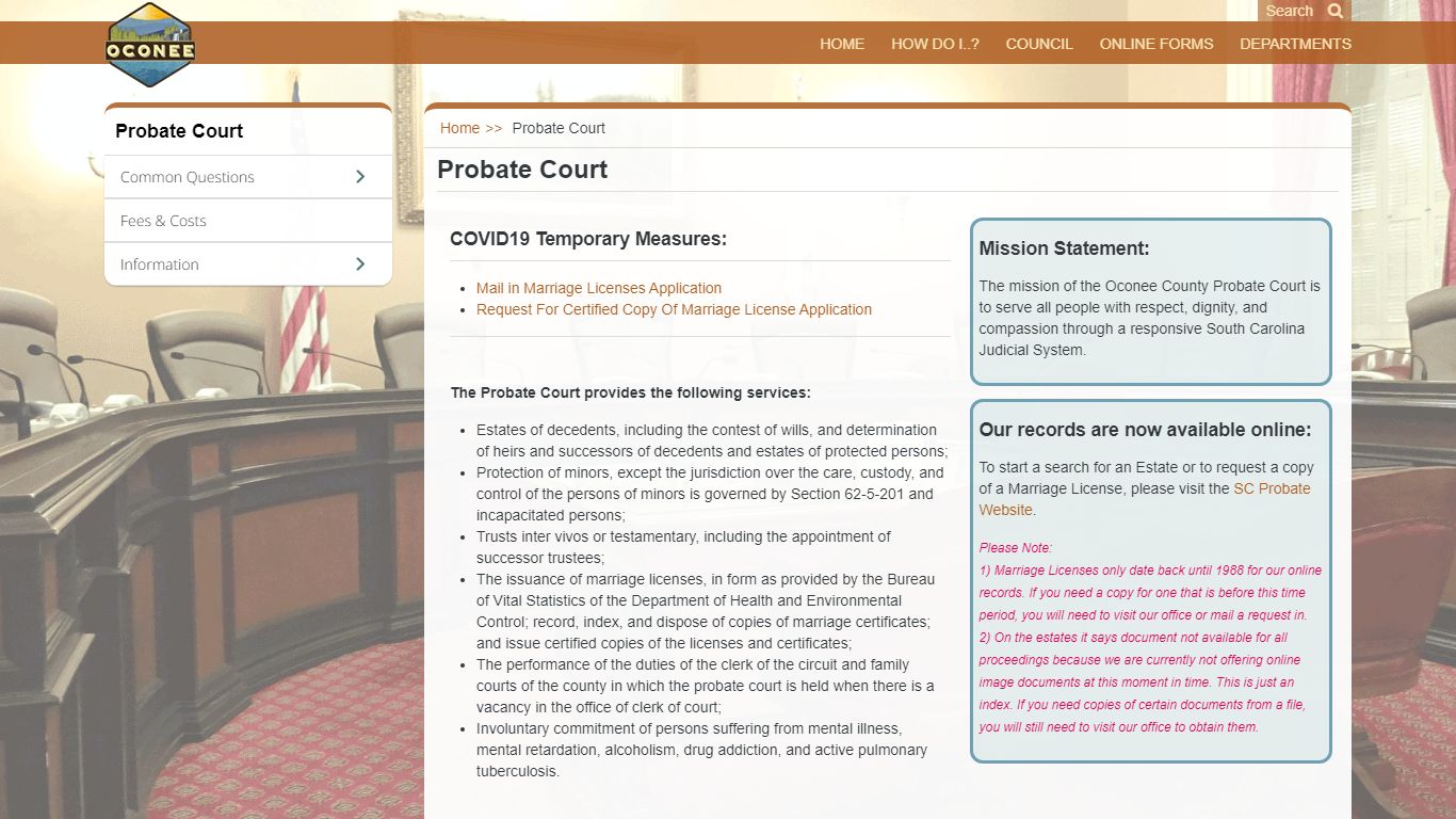 Probate Court - Oconee County, SC